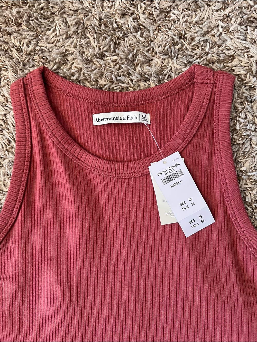 Abercrombie & Fitch Ribbed Midi Dress in Rust Red - Picture 3 of 4